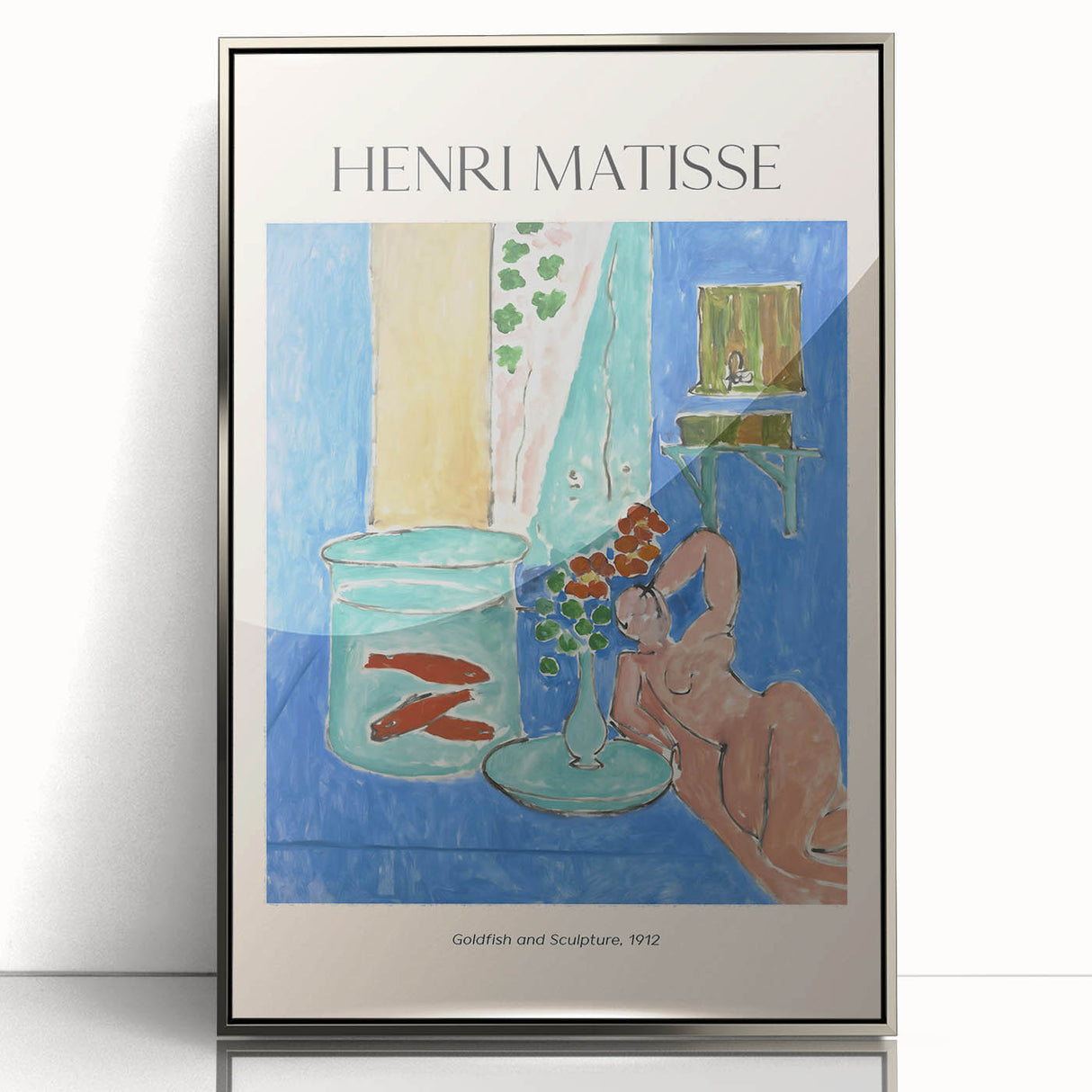 Art deco poster featuring geometric shapes in muted gold and teal, printed on canvas, suitable for nursery wall decor.