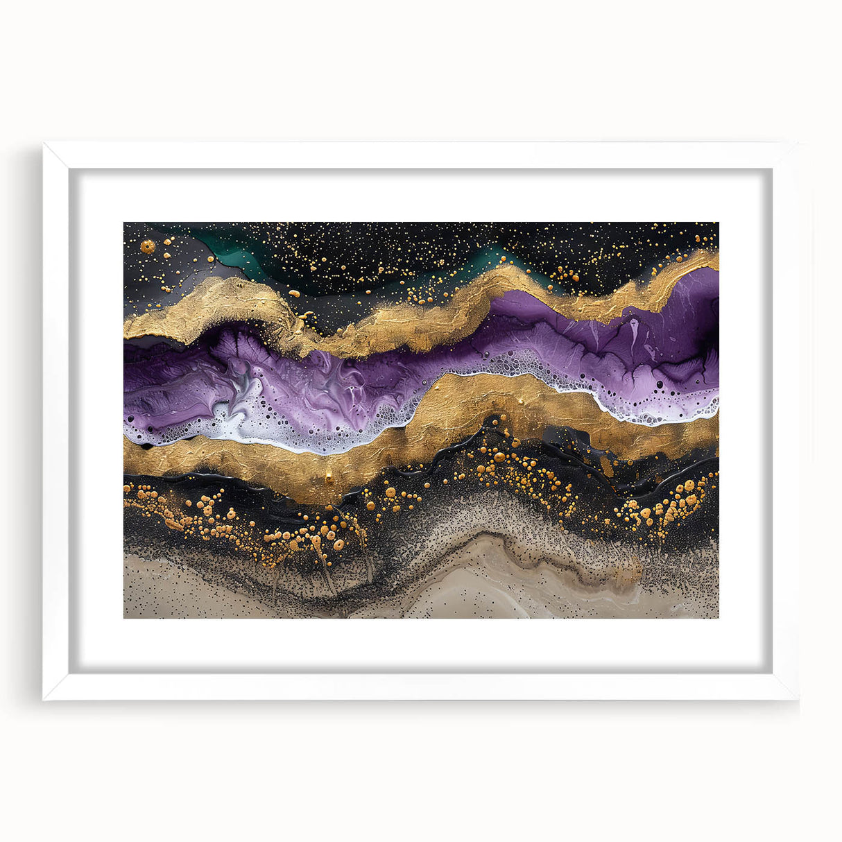 Abstract art print featuring swirling blue and green colors on canvas, suitable for dining room or bedroom decor.