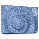 Large abstract wall art featuring swirling blue and gray tones on canvas, ideal for bedroom or dining room decor.
