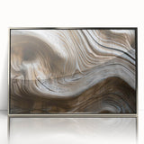 Mid-century modernist art featuring a serene forest landscape in muted green and brown tones on canvas.