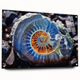 Large abstract wall art featuring swirling blue and green tones on canvas, suitable for bedroom or dining room decor.