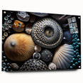 Large abstract wall art depicting a serene landscape in muted green and blue tones on canvas.