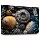Large abstract wall art depicting a serene landscape in muted green and blue tones on canvas.