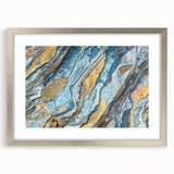 Textured abstract art print with swirls of blue and green, on canvas, suitable for bedroom wall decor.