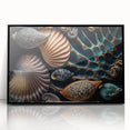 Large abstract wall art featuring swirling blue and green tones on canvas, ideal for modern living room decor.