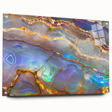 Large abstract wall art featuring swirling blue and green tones on canvas, suitable for bedroom or dining room decor.