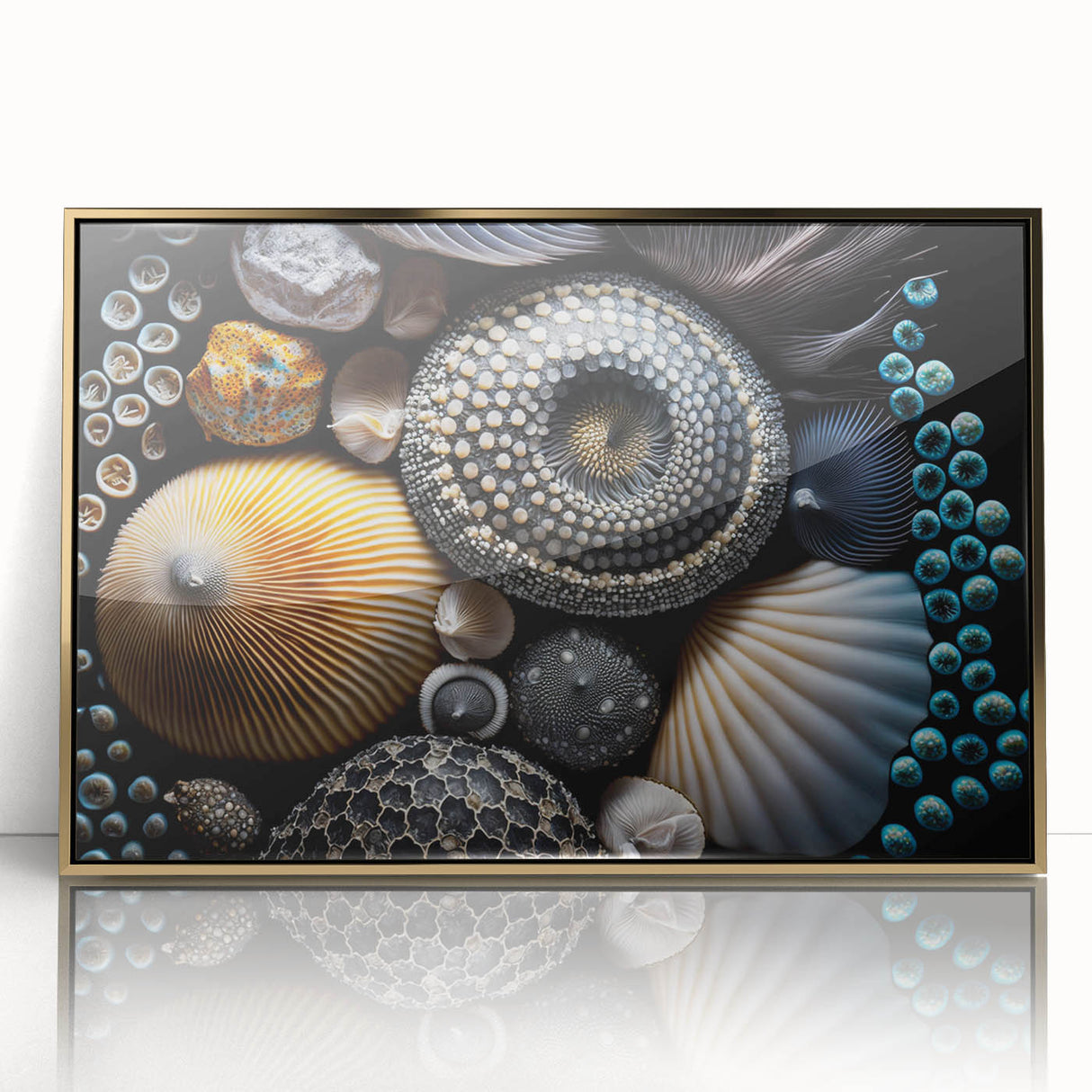 Large art print of a serene landscape with muted earth tones on canvas, in a mid-century modernist style.