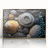 Large art print of a serene landscape with muted earth tones on canvas, in a mid-century modernist style.