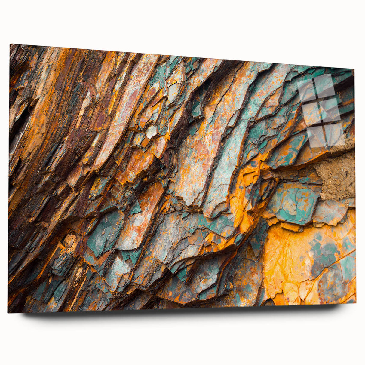 Large abstract wall art in cool blue and green hues on canvas, ideal for bedroom or dining room decor.