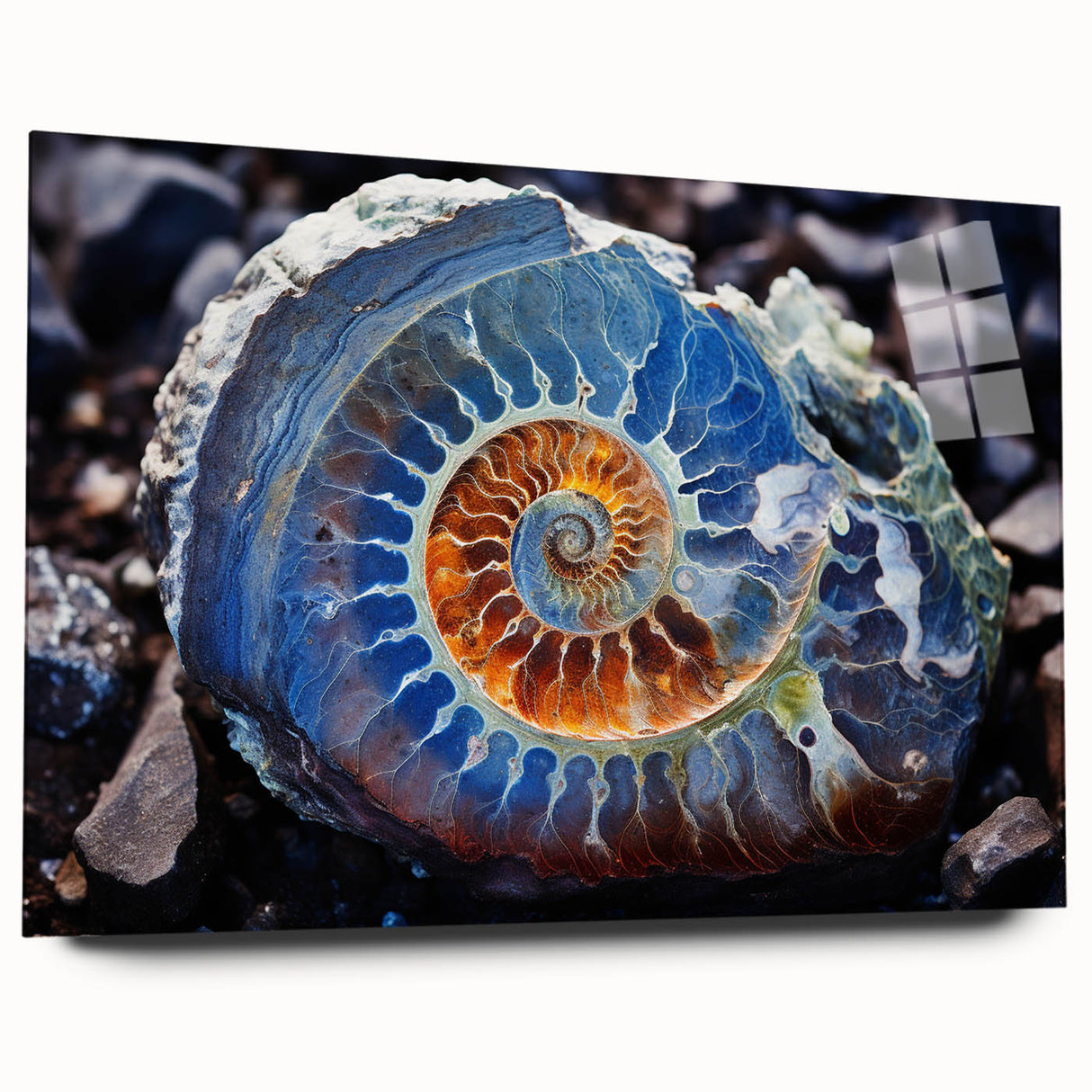 Large abstract wall art depicting swirling blues and greens on canvas, ideal for bedroom or dining room decor.