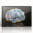 Large abstract wall art featuring mid-century modernist splashes in vivid orange and blue tones on canvas.