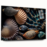 Large abstract wall art featuring swirling blue and green tones on canvas, ideal for bedroom or dining room decor.