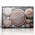 Large abstract wall art featuring swirling blue and green hues on canvas, in mid-century modernist style.