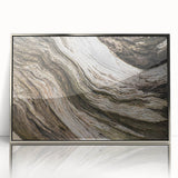 Mid-century modernist art poster featuring a stylized forest in muted green and brown tones, ideal for nursery wall art.
