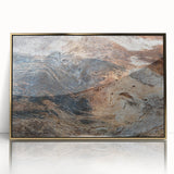 Large art print of a mid-century modernist forest scene in muted green and brown tones on canvas.
