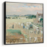 Black and white vintage poster art depicting a serene landscape, ideal for bedroom wall decor.