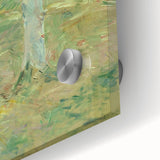 Large abstract wall art in mid-century modernist style, featuring muted earth tones on canvas, ideal for dining room decor.