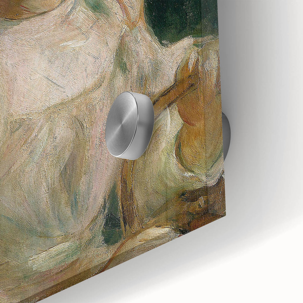 Large abstract wall art in mid-century modernist style, featuring bold geometric shapes in earth tones.