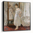 Black and white vintage poster art depicting a serene landscape, ideal for bedroom wall decor.