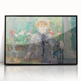 Large abstract wall art featuring swirling blue and gray tones on a canvas, ideal for modern living room decor.