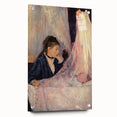Large abstract wall art featuring swirling blue and gold patterns on canvas, suitable for bedroom or dining room decor.