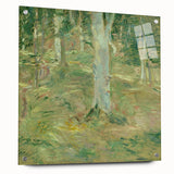 Large abstract wall art featuring swirling blue and gray tones on canvas, suitable for bedroom or dining room decor.