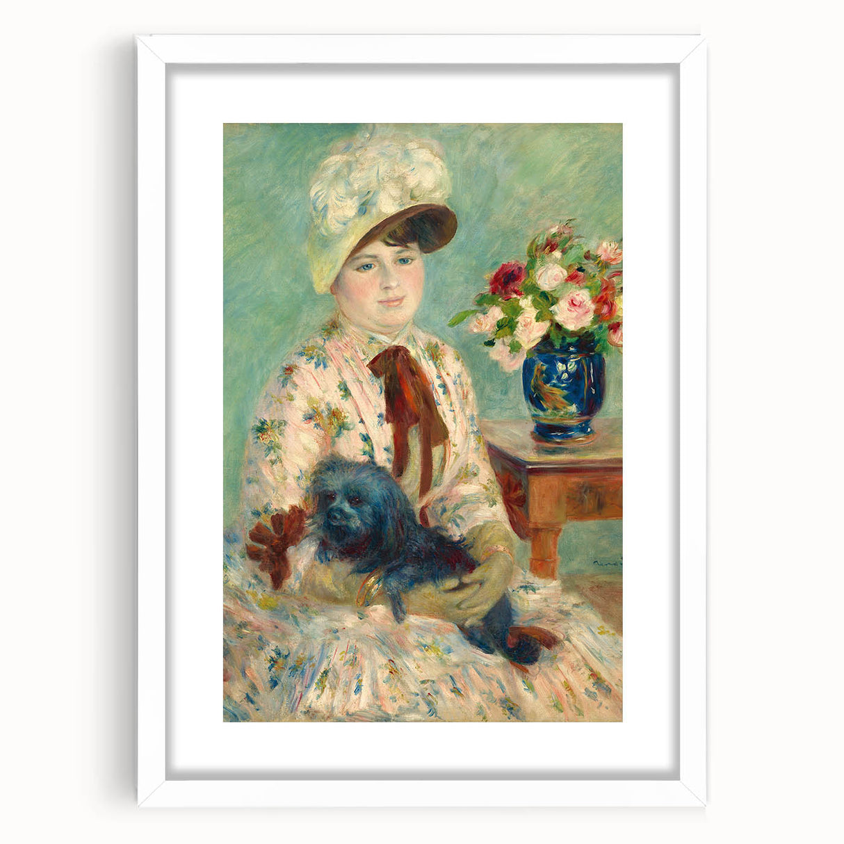 Abstract art print featuring swirls of blue and green on canvas, suitable for dining room or bedroom decor.
