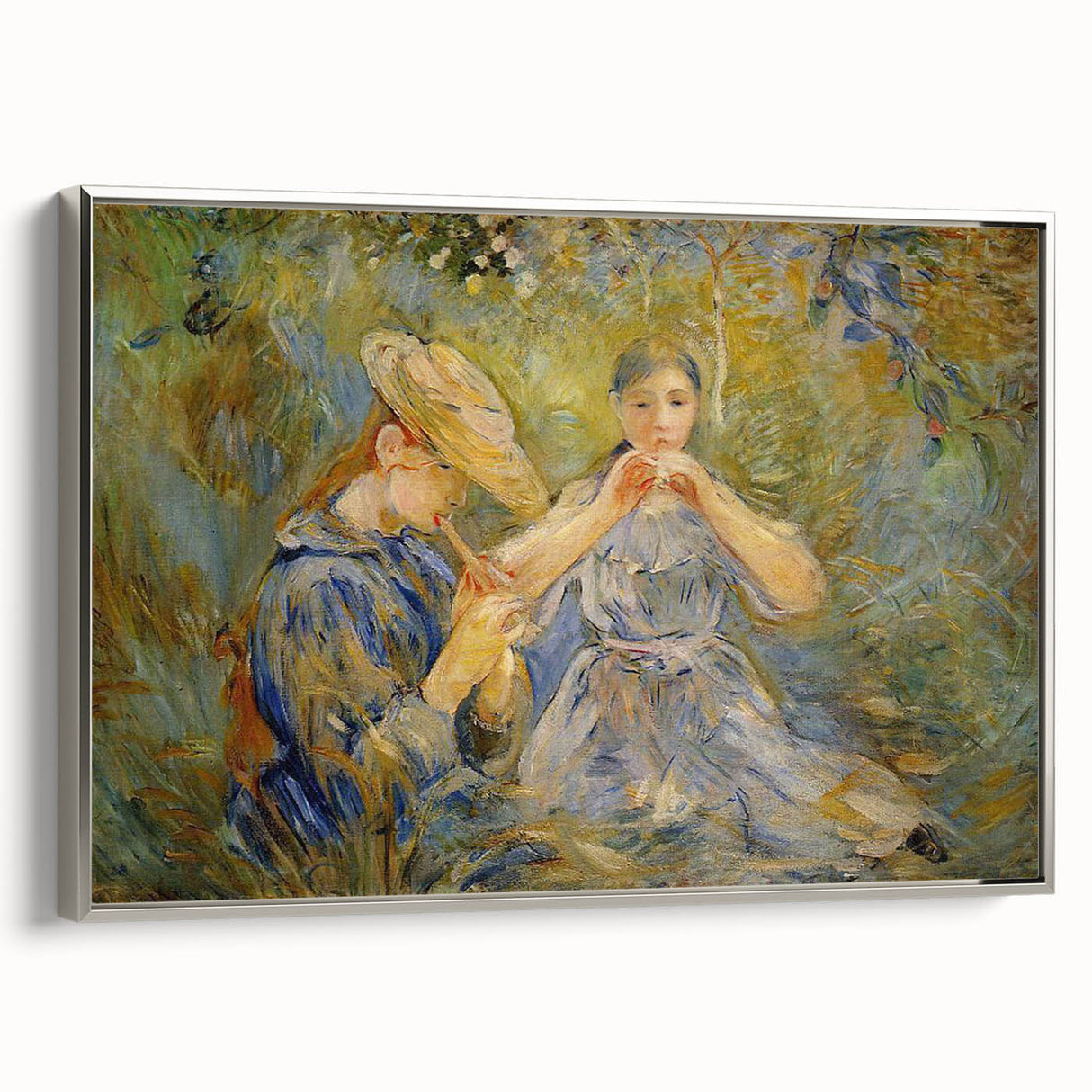 Landscape art painting of a colorful rural scene on a vintage poster, ideal for enhancing a living room's decor.