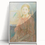 Art deco poster of a stylized sunburst in pastel shades, ideal for nursery wall art.
