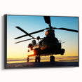 Black and white vintage poster art depicting a serene landscape, printed on framed canvas, suitable for bedroom decor.