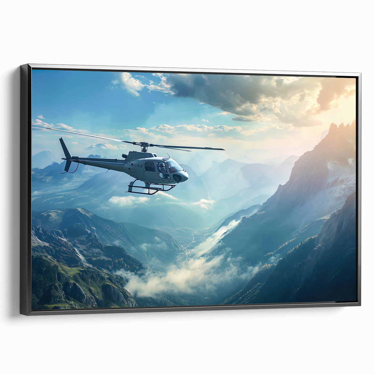 Black and white landscape art painting depicting a serene lake scene, printed on a vintage poster, ideal for bedroom decor.