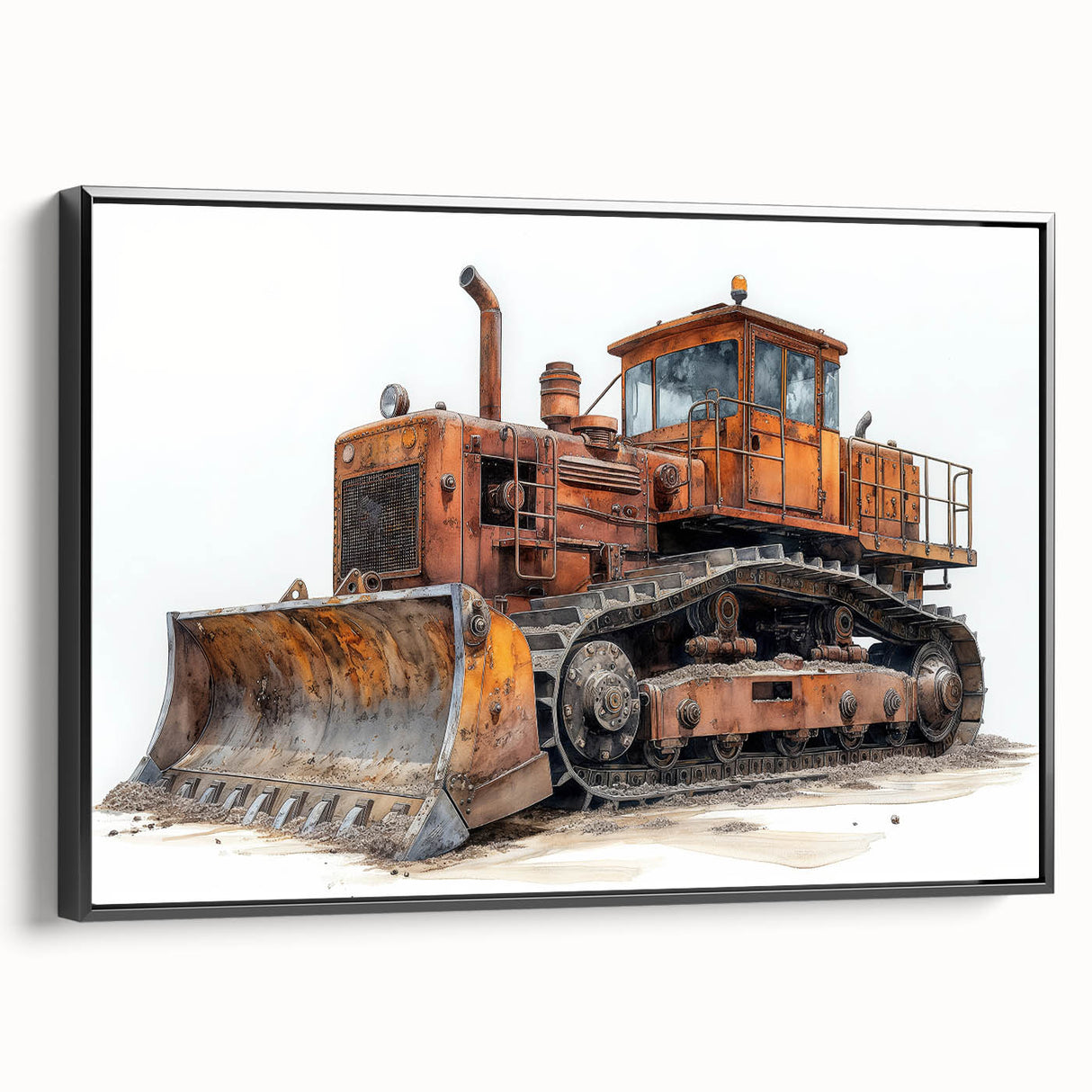 Black and white vintage poster art depicting a serene landscape, printed on framed canvas, suitable for bedroom decor.