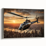 Landscape art painting depicting a colorful vintage car in black with vibrant sunset hues, ideal for a modern living room.