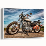 Vintage poster art featuring colorful, oversized vehicles on a black background, ideal for living room decor.