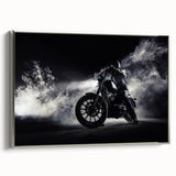 Landscape art painting featuring a vintage car in colorful art style on a black background, printed on canvas.