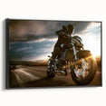 Black and white vintage poster art of a classic car, printed on framed canvas, suitable for bedroom wall decor.
