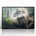Large abstract wall art depicting geometric shapes in muted earth tones on canvas, suited for modern art wall decor.