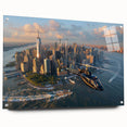 Large abstract wall art featuring swirling blue and gray tones on canvas, suitable for bedroom or dining room decor.