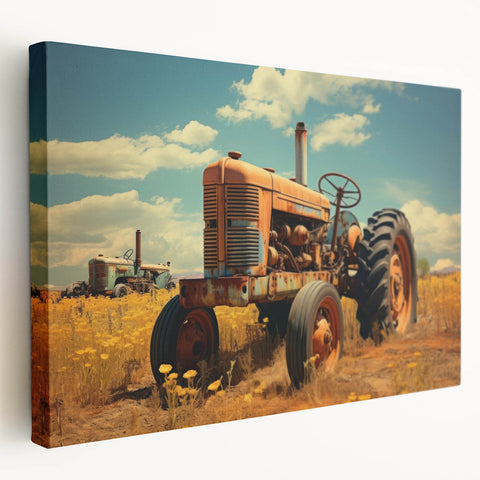 Large acrylic print of a vintage car in muted sepia tones, ideal for kitchen wall art.
