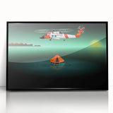 Large abstract wall art in vibrant orange and blue tones on canvas, ideal for modern living room decor.