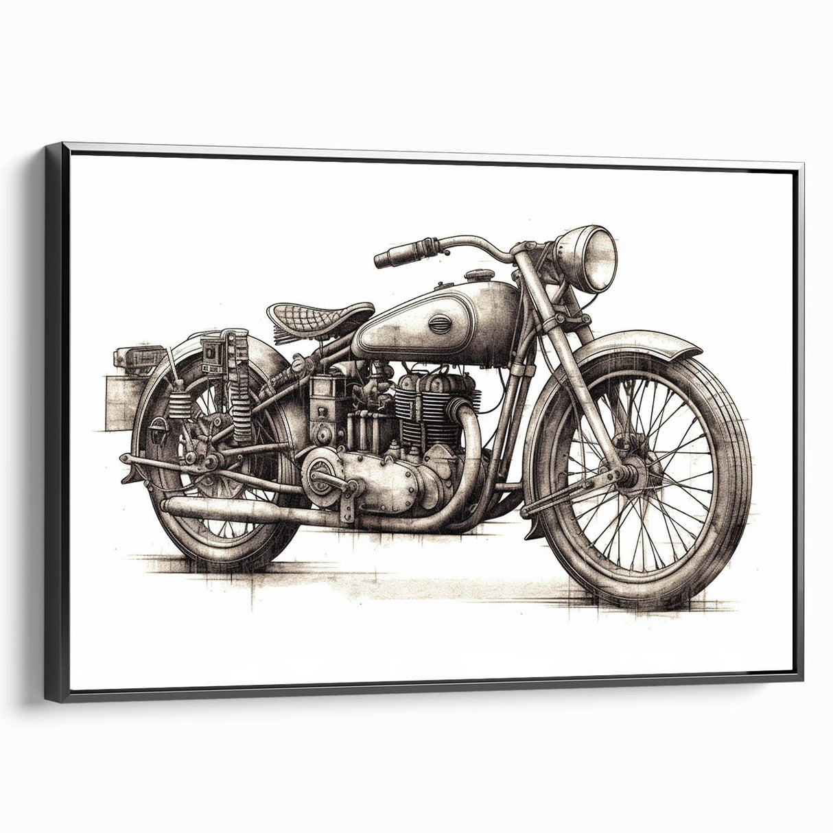 Black and white vintage poster art of a classic car, ideal for bedroom wall decor.