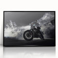 Large abstract wall art featuring swirling blue and gray tones on canvas, ideal for modern living room decor.