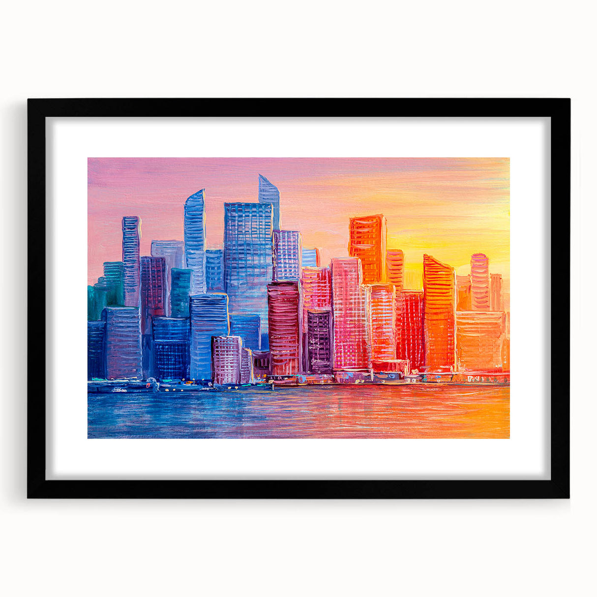 Abstract architectural wall art design featuring geometric shapes and muted colors, framed with a black mat for a modern aesthetic, perfect for contemporary decor.
