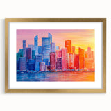 Abstract architectural wall art featuring a gold-framed design with a mat, showcasing intricate geometric patterns and a modern aesthetic, perfect for contemporary decor.