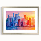 Abstract architectural wall art featuring a silver-framed design with a mat, showcasing intricate patterns and modern aesthetics, perfect for contemporary decor.