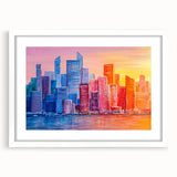 Abstract architecture design wall art framed with a white mat, showcasing geometric patterns in a modern aesthetic. Ideal for contemporary home decor.