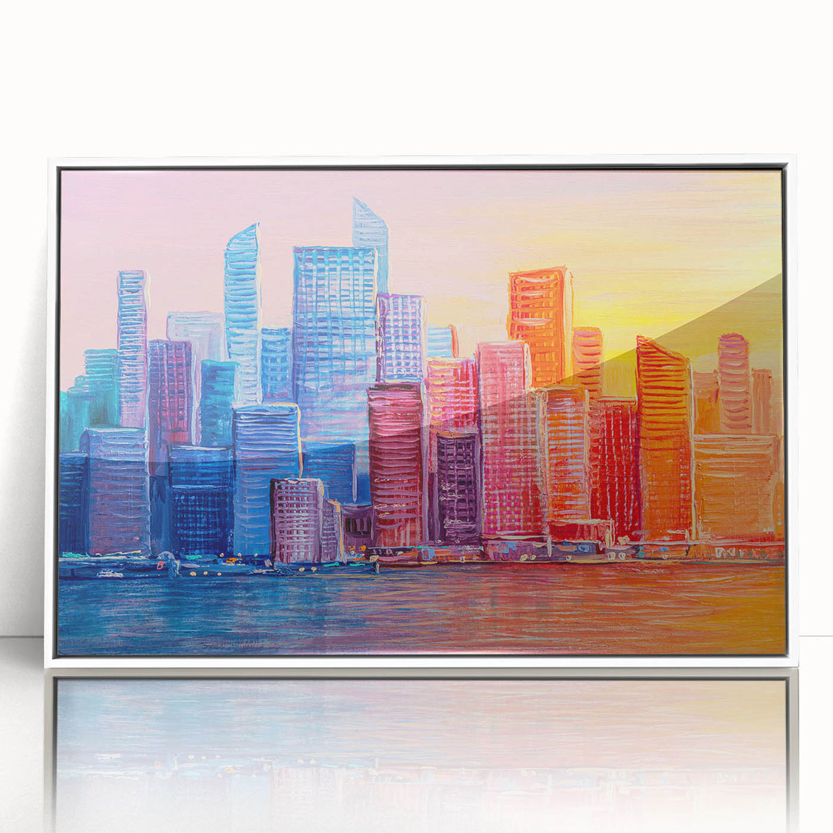 Framed abstract architecture wall art showcasing a modern design with geometric shapes and a white acrylic finish, adding a contemporary touch to home decor.