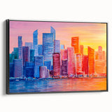 Framed canvas wall art showcasing an abstract architectural design with geometric shapes in black and white, viewed from the side, ideal for modern decor.