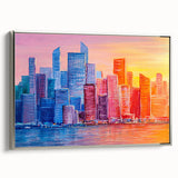 Framed canvas wall art showcasing an abstract architecture design in silver tones, offering a modern aesthetic and elegant side view, perfect for contemporary decor.