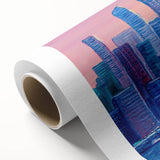 Abstract architectural design wall art on rolled canvas, showcasing vibrant geometric patterns and colors, ideal for modern home decor or office spaces.